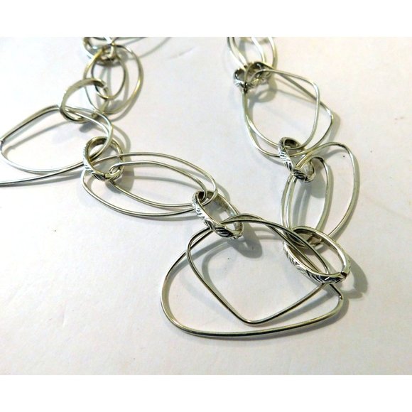 Premier Designs Silver Splash Necklace 40" Lightweight Antique Silver Matte - Picture 6 of 7